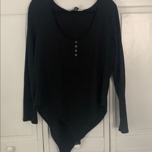 Plus size black long sleeve body suit